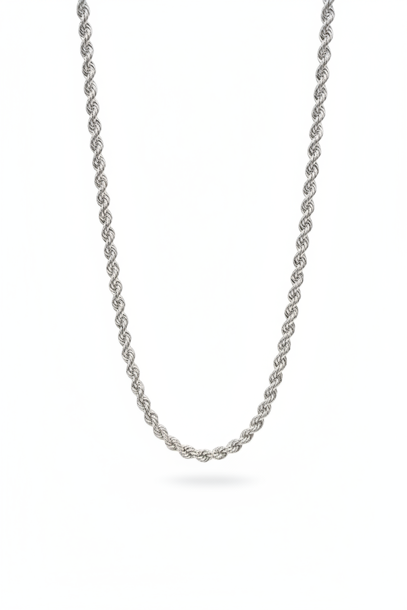 .925 6.8mm Silver Diamond cut Rope chain 26in