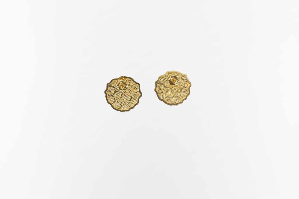 14k Large Circle Nugget Deep Cut earrings