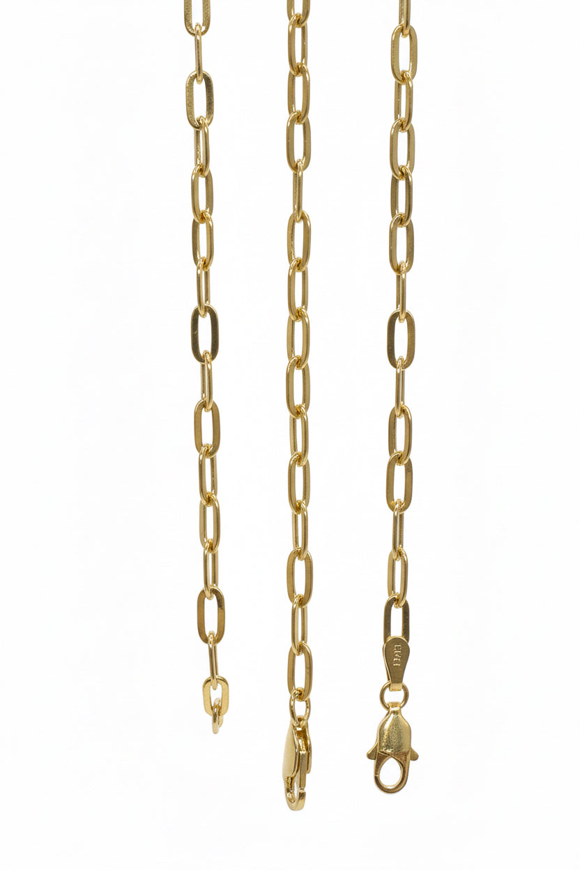 14k Solid Gold Paperclip  necklace 18in long 3.1mm