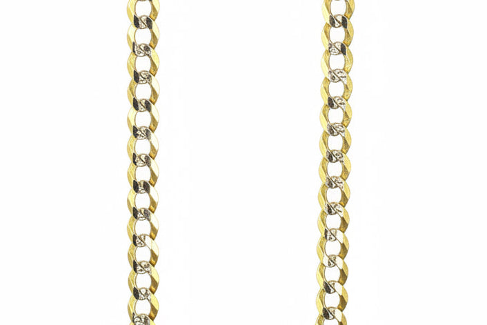 14k solid flat curb white paved yellow necklace/chain 20in 2.8mm
