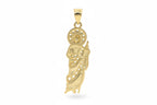 14k yellow small San Judas with white and green cz stones