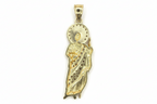 14k yellow Gold san Judas with white and green cz stones
