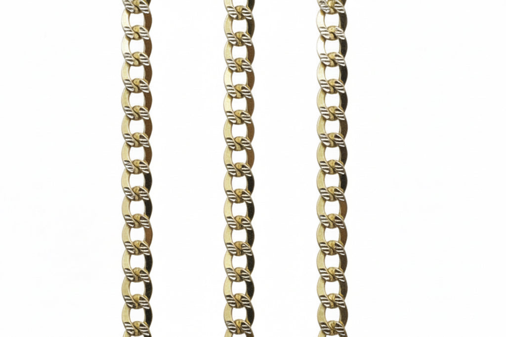 14k Solid White Paved Curb necklace/chain 20in 4.3mm