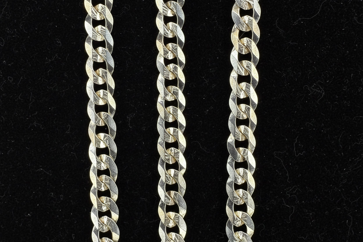 Silver 925 Flat Curb chain 4mm 24in