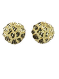 14k Medium Deep Cut Nugget Circle stud earrings