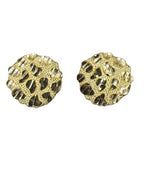 14k Medium Deep Cut Nugget Circle stud earrings