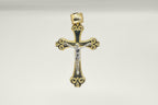 14k yellow gold with white gold cross