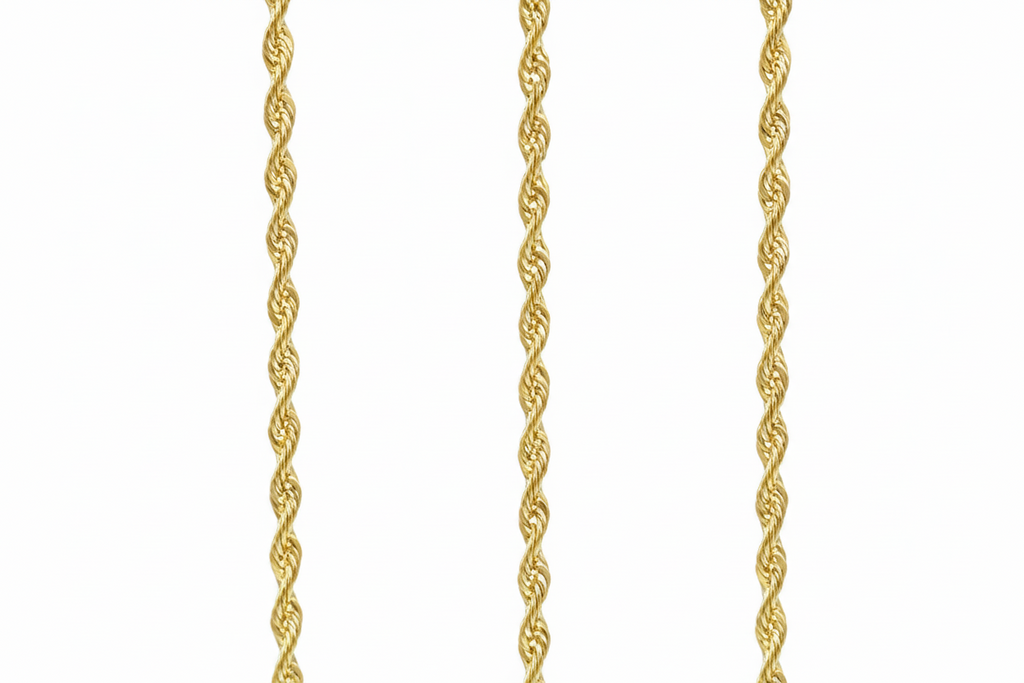 14k Solid Gold Rope necklace/chain 20in 1.2mm