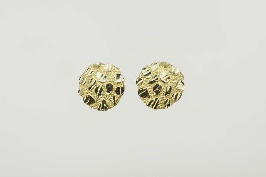 14k Large Circle Nugget Deep Cut earrings