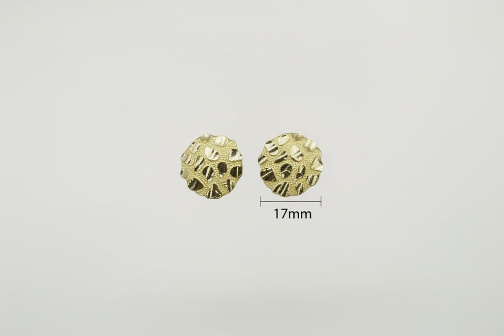 14k Large Circle Nugget Deep Cut earrings