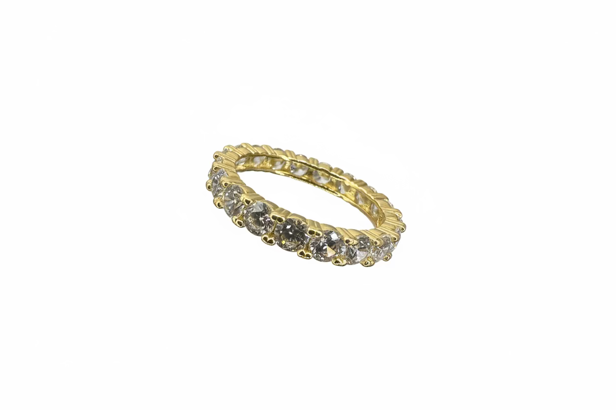 Size 8 10K Gold 3mm CZ Band Ring