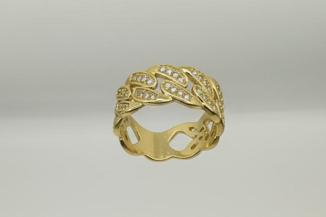 Size 9.5 10k Gold CZ Cuban Ring