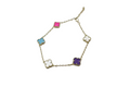 14k Yellow Gold Multi color floral bracelet