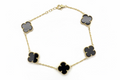14k Yellow Gold Black Clover floral Bracelet