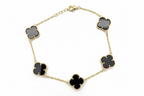 14k Yellow Gold Black Clover floral Bracelet