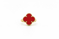 14k Yellow Gold Red clover Floral Ring size 7