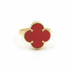 14k Yellow Gold Red clover Floral Ring size 7