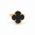 14k Yellow Gold Black Clover Floral Ring size 7.5