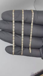 14k Solid Figaro Tri color necklace 20in 2.mm