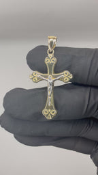 14k yellow gold with white gold cross