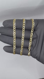 14k Solid White Paved Curb necklace/chain 20in 4.3mm