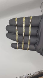 14k solid flat curb white paved yellow necklace/chain 20in 2.8mm