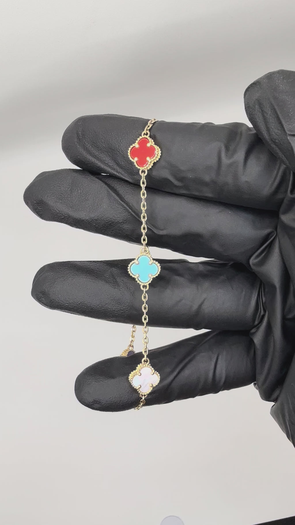 14k Yellow Gold Multi color floral bracelet