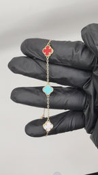 14k Yellow Gold Multi color floral bracelet