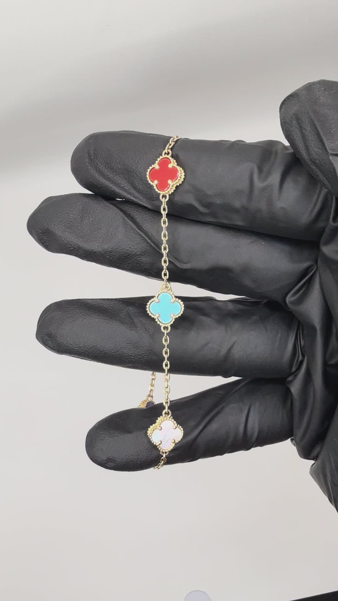 14k Yellow Gold Multi color floral bracelet