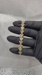 14k tri- Color Flower bracelet (rose,yellow and white gold)