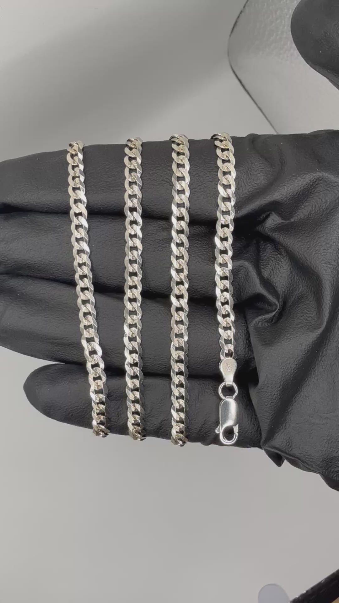 Silver 925 Flat Curb chain 4mm 24in