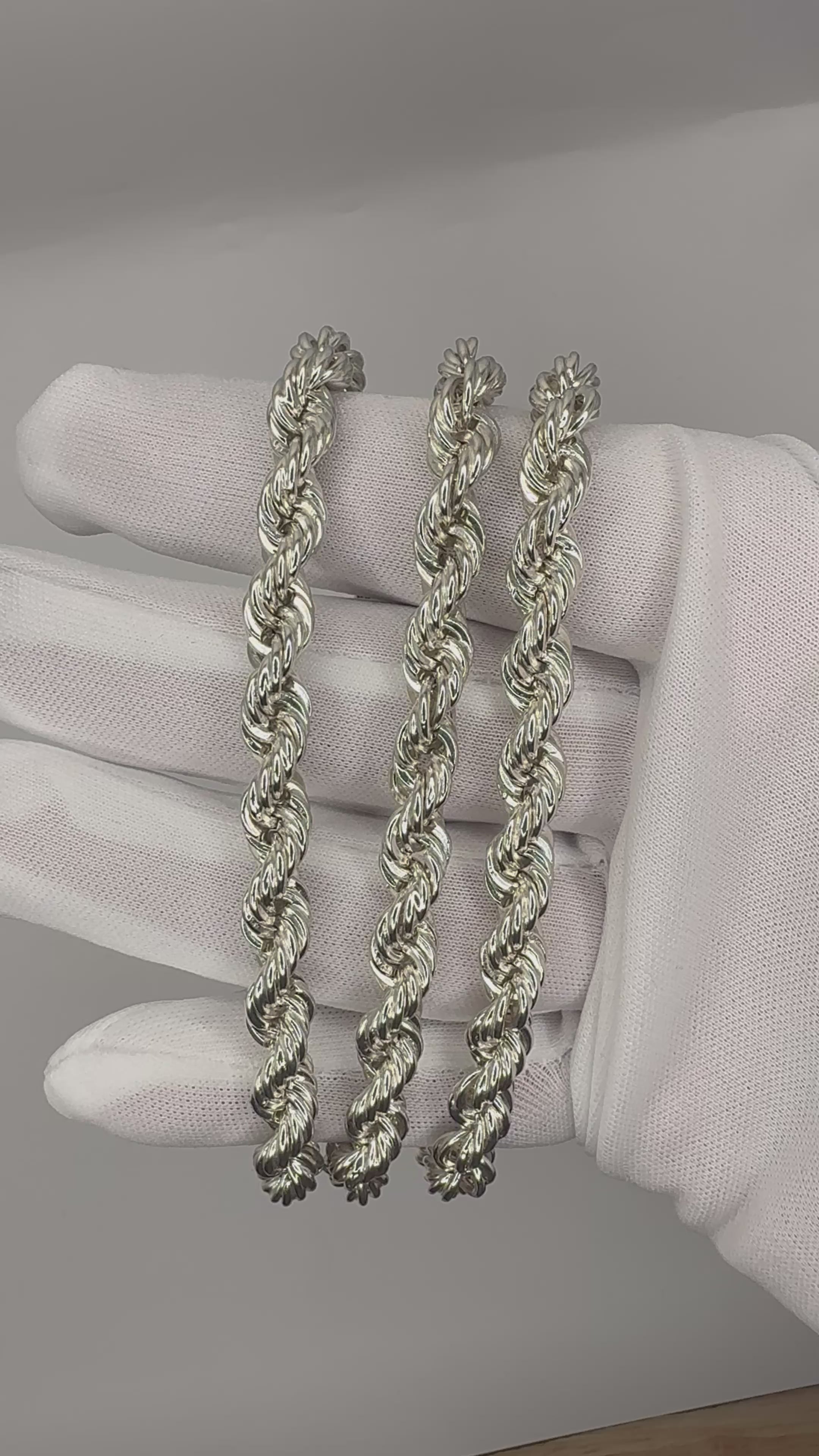 .925 6.8mm Silver Diamond cut Rope chain 26in