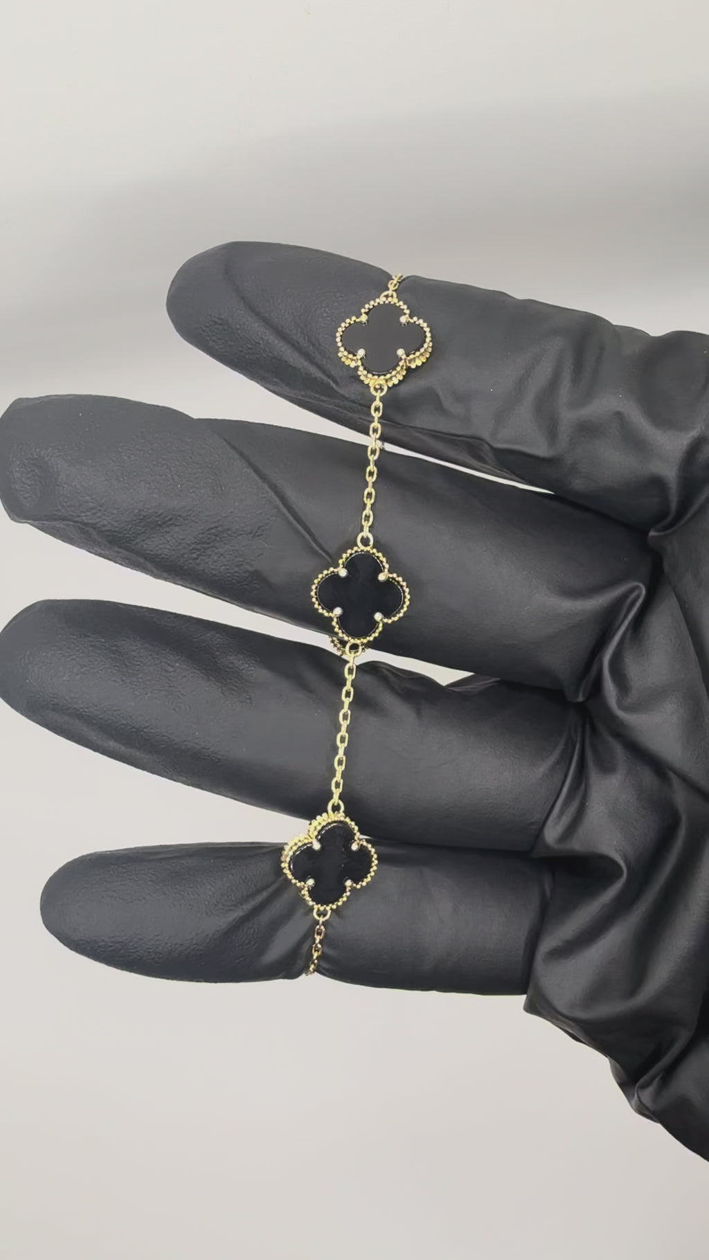 14k Yellow Gold Black Clover floral Bracelet