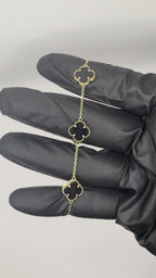 14k Yellow Gold Black Clover floral Bracelet