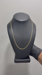 14k solid flat curb white paved yellow necklace/chain 20in 2.8mm