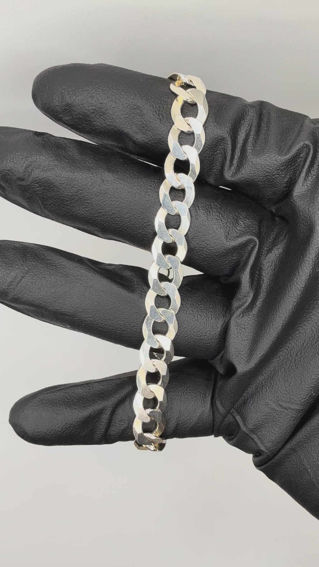 Silver 925 Flat Curb Bracelet 8.7mm 9in