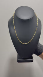 14k Solid Gold Paperclip  necklace 18in long 3.1mm